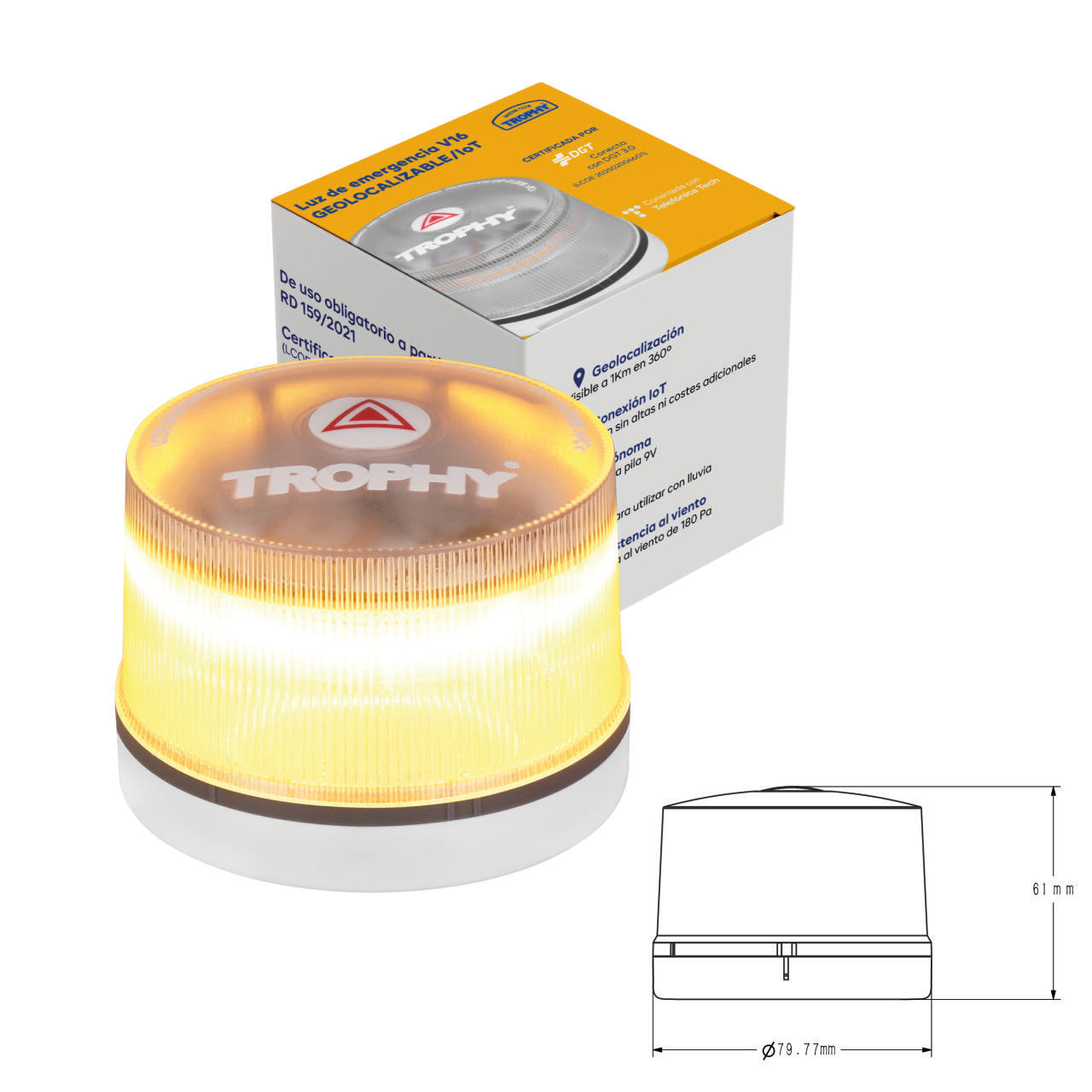 Pack 2 Piezas De Balizas Luces Emergencia V16 Homologada DGT con Geolocalización Baliza Coche Conectada DGT 3.0